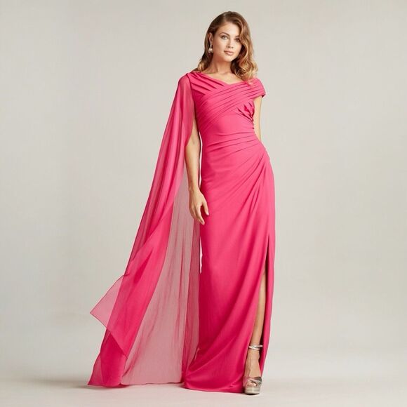 Tadashi Shoji Sherman Cap Sleeve Gown in Blossom Pink Size Small - Picture 1 of 14